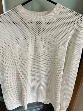 YoungLA White Open-Weave Crewneck Sweater